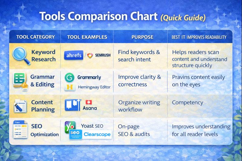 Tools Comparison Chart