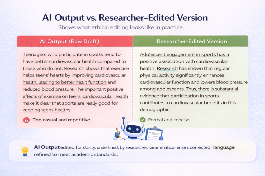 AI Output vs. Researcher edited