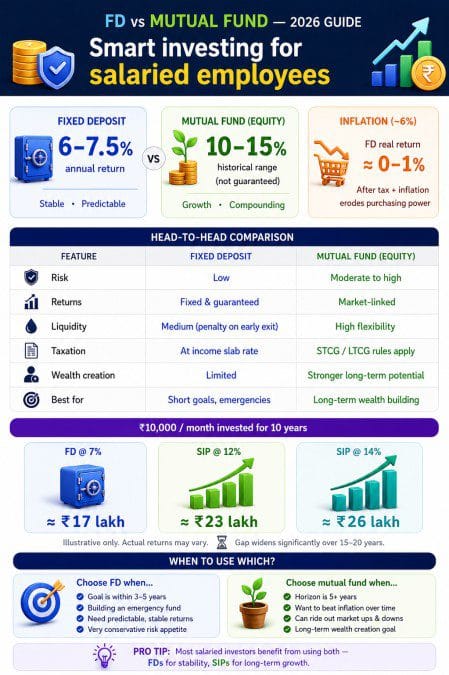 Mutual Fund Vs FD Which Is Better In 2026 for Salaried Employees