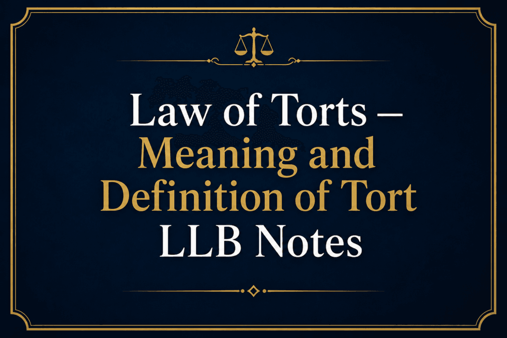 Law of Torts — Meaning and Definition of Tort
