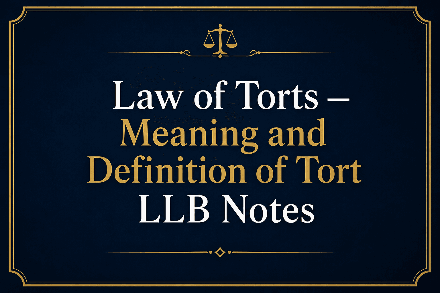Law of Torts — Meaning and Definition of Tort