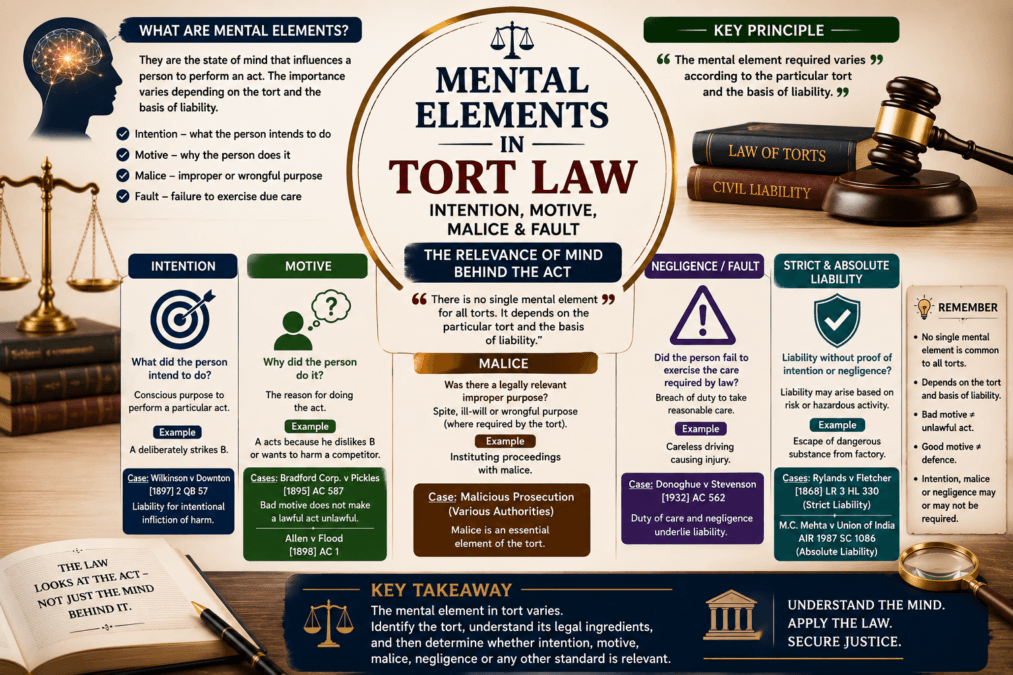 Intention, Motive, Malice and Fault in Tort