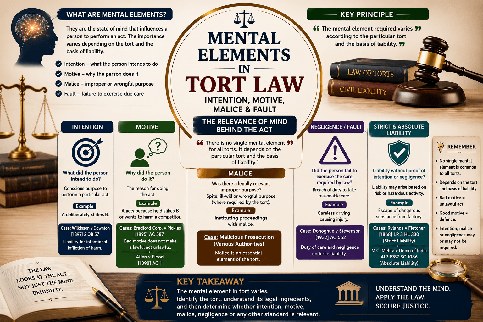 Intention, Motive, Malice and Fault in Tort